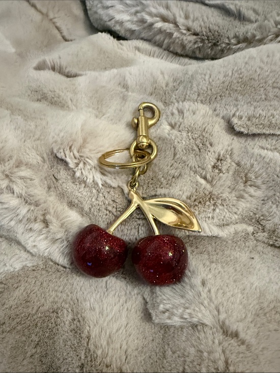 Accessories - Gold Cherry Keychain with Sparkling Red Charms